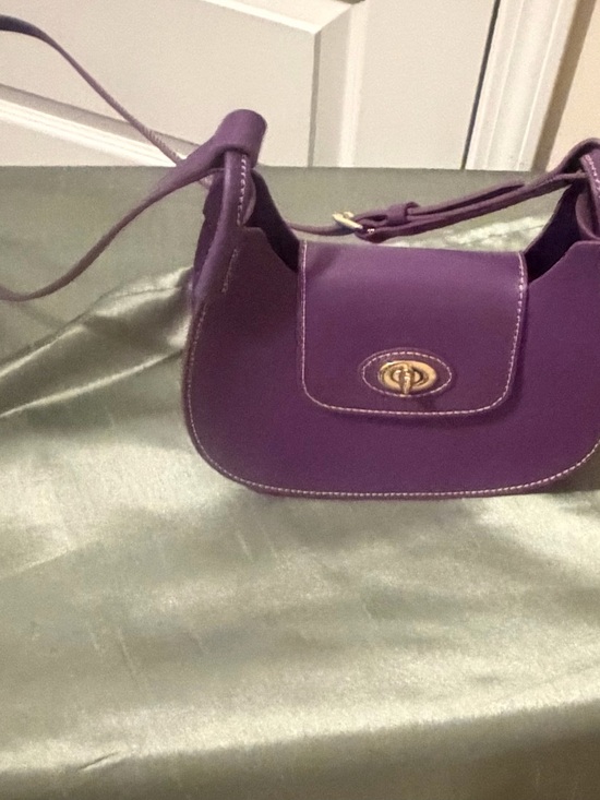 Dooney & Bourke Handbags - Dooney & Bourke Purple Leather Shoulder Bag with Turn-Lock